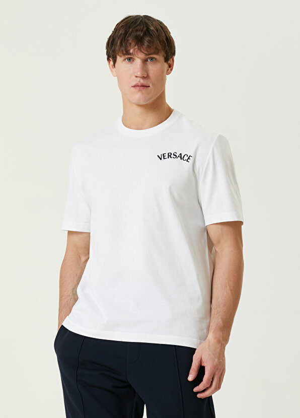 

Белая футболка с вышитым логотипом Versace, Белый