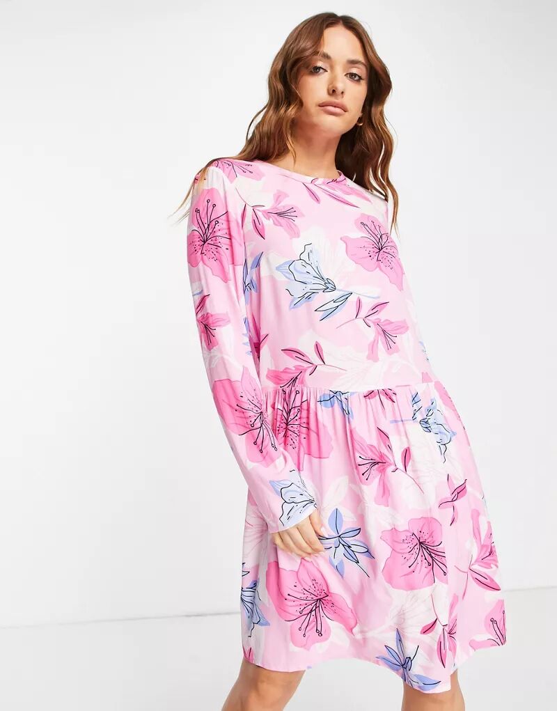 цена Розовое платье мини с цветочным принтом Y.A.S Hunter