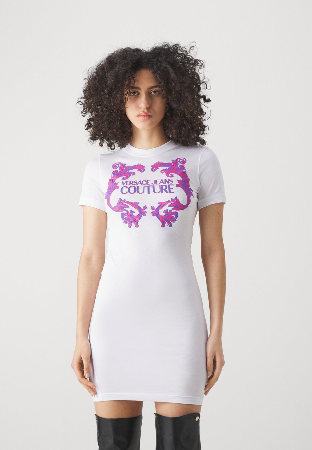 

Платье из джерси LOGO BAROQUE Versace Jeans Couture, крем