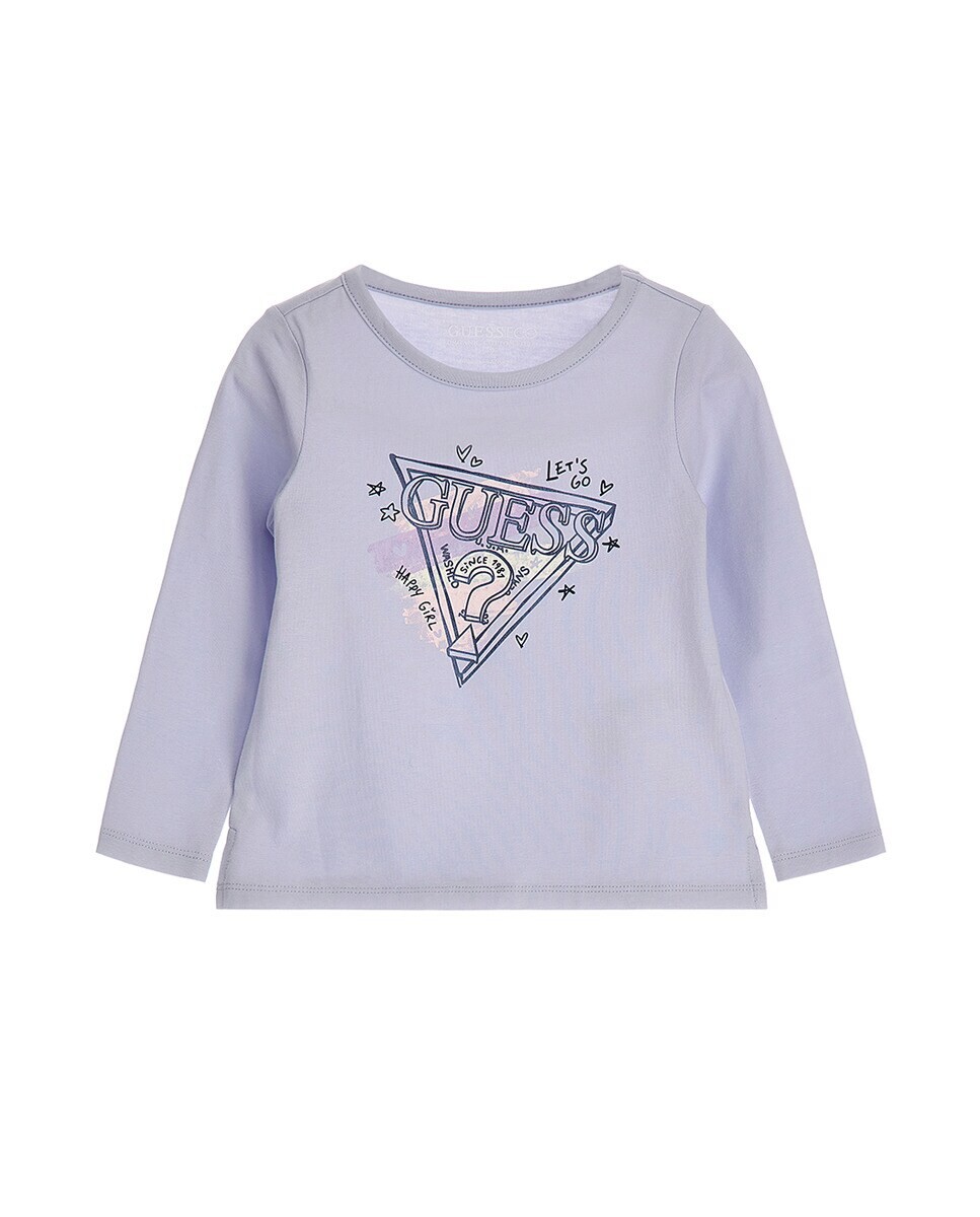 

Футболка для девочки с треугольным логотипом и длинными рукавами Guess, сиреневый