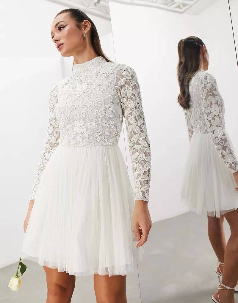 

Свадебное платье мини с лифом и сетчатой ​​юбкой ASOS Arabella