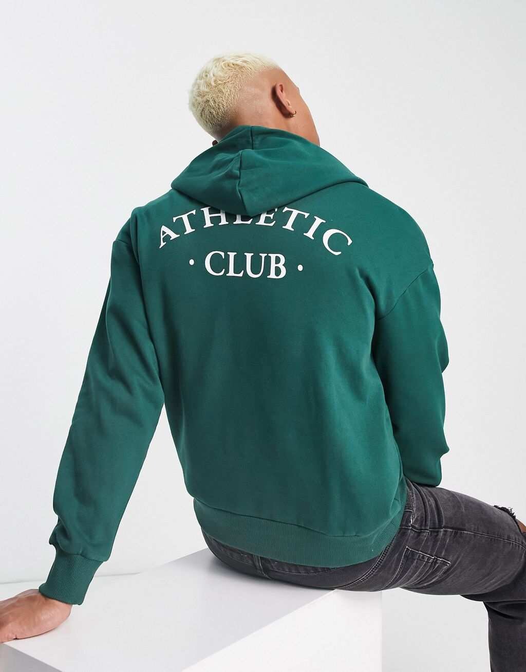 

Темно-зеленая толстовка оверсайз со спортивным принтом Jack & Jones Originals, Зеленый