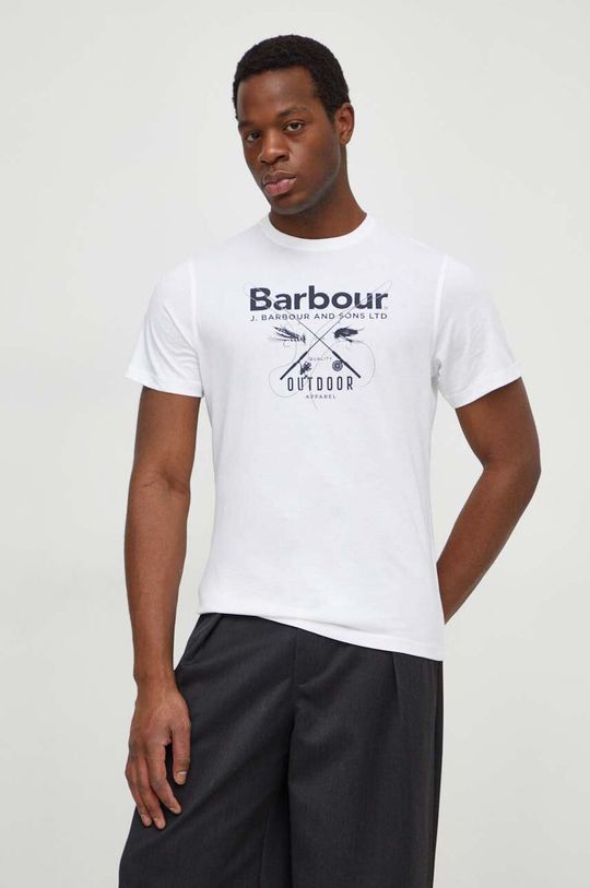 Хлопковая футболка Barbour, белый
