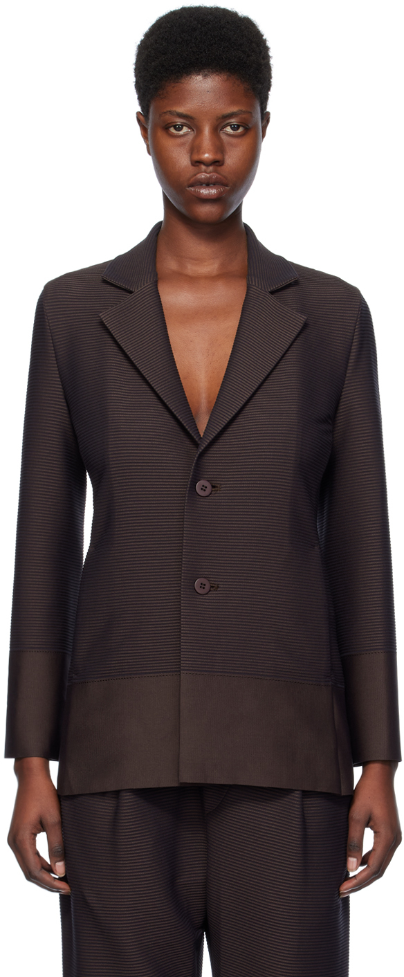 блейзер р 50 цвет коричневый Коричневый пиджак в полоску Issey Miyake