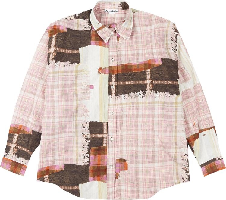 Рубашка Acne Studios Check With Patchwork Print 'Pink', розовый