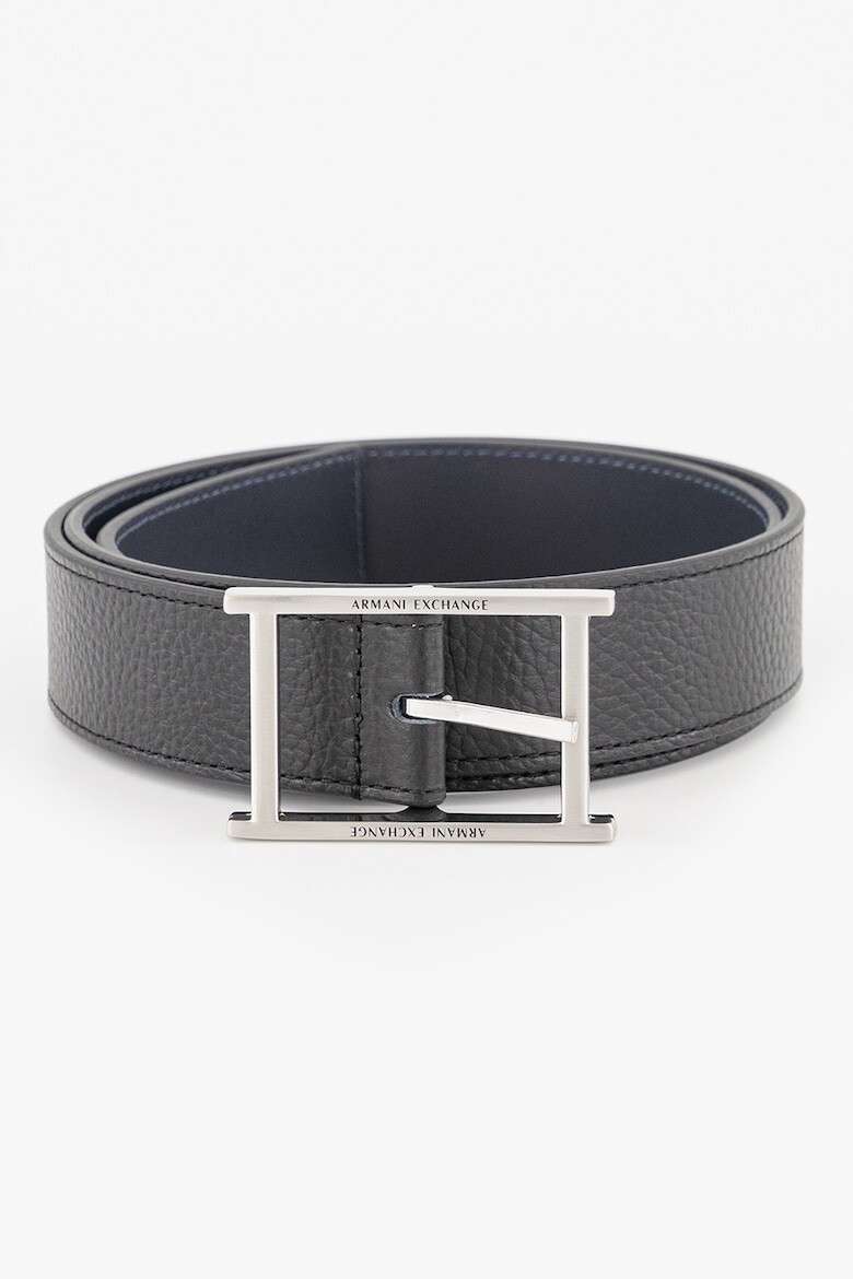 

Кожаный ремень с металлической пряжкой Armani Exchange, черный