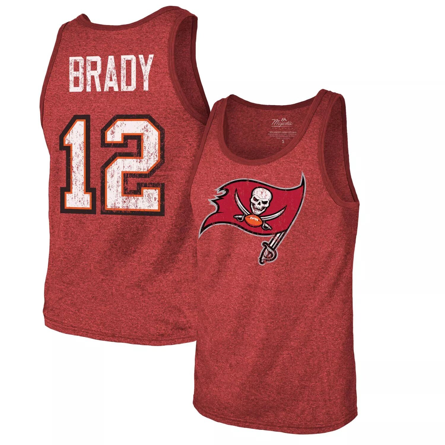 

Мужская красная майка Fanatics Tom Brady Tampa Bay Buccaneers с именем и номером из три-смеси Majestic