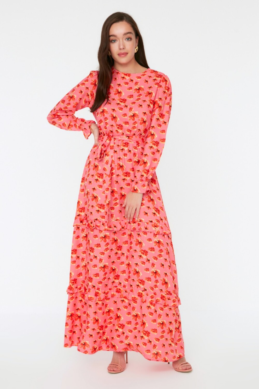 

Платье - Розовый - А-силуэт Trendyol Modest, розовый
