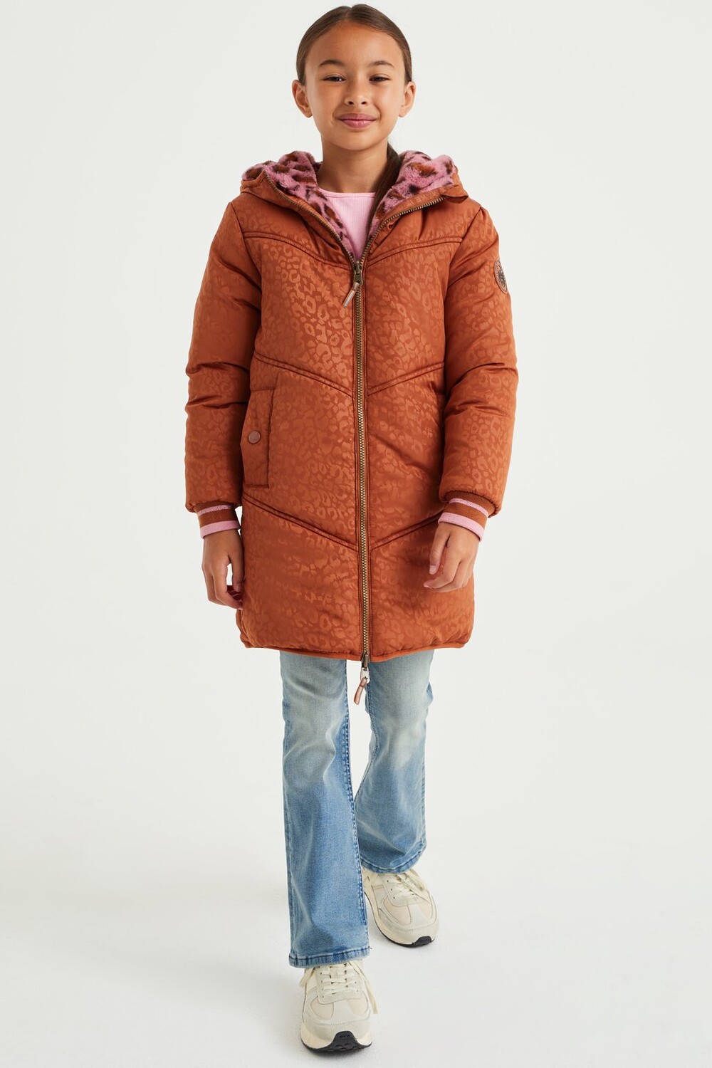 

Зимнее пальто Reversible Met Imitatiebont WE Fashion, коричневый