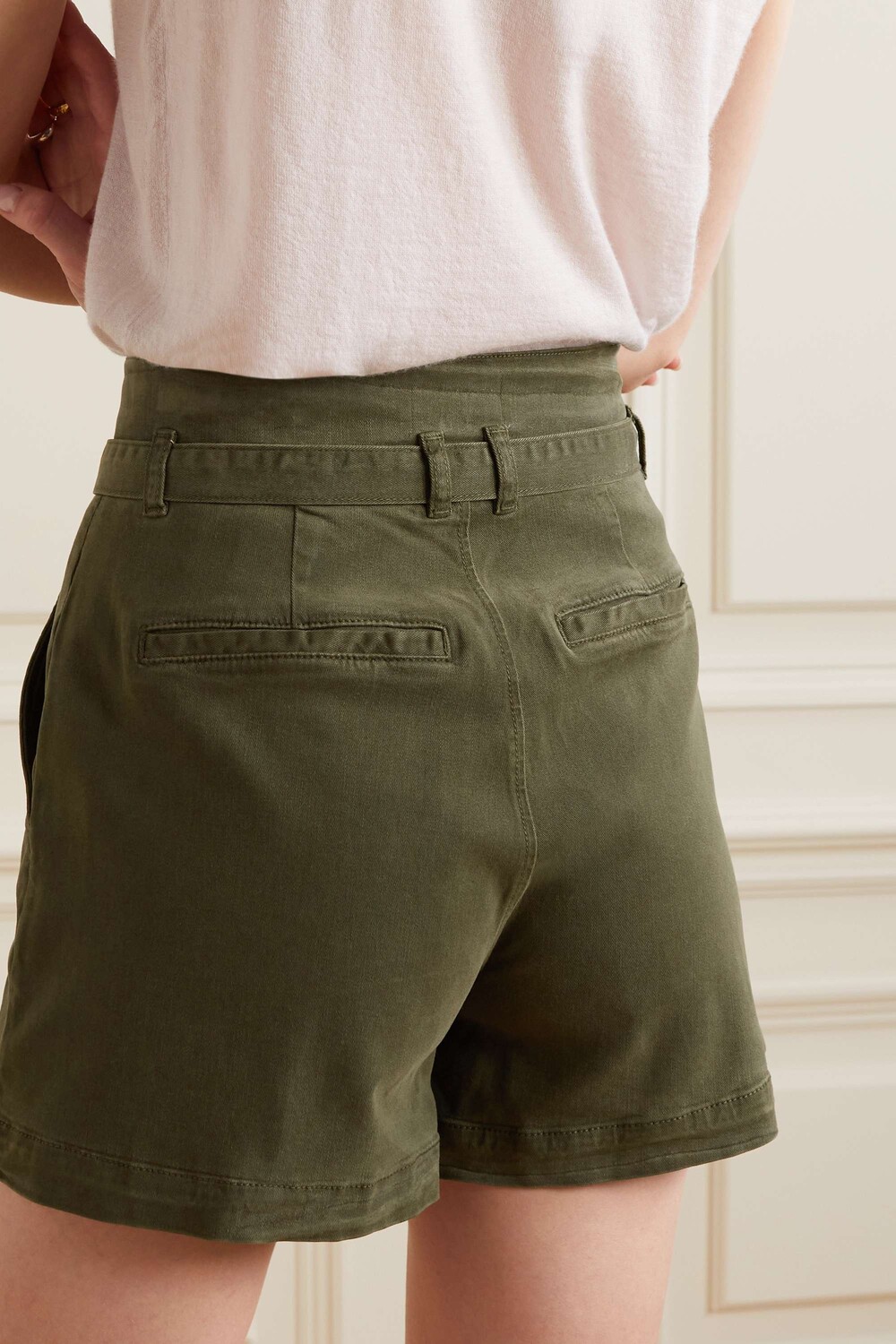 

FRAME Шорты из твила TENCEL с поясом из смесового лиоцелла, армейский зеленый