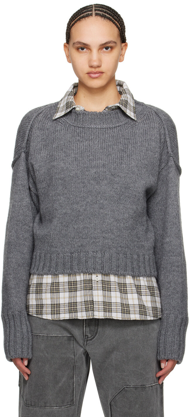 

Серый свитер с круглым вырезом Acne Studios, цвет Dark gray