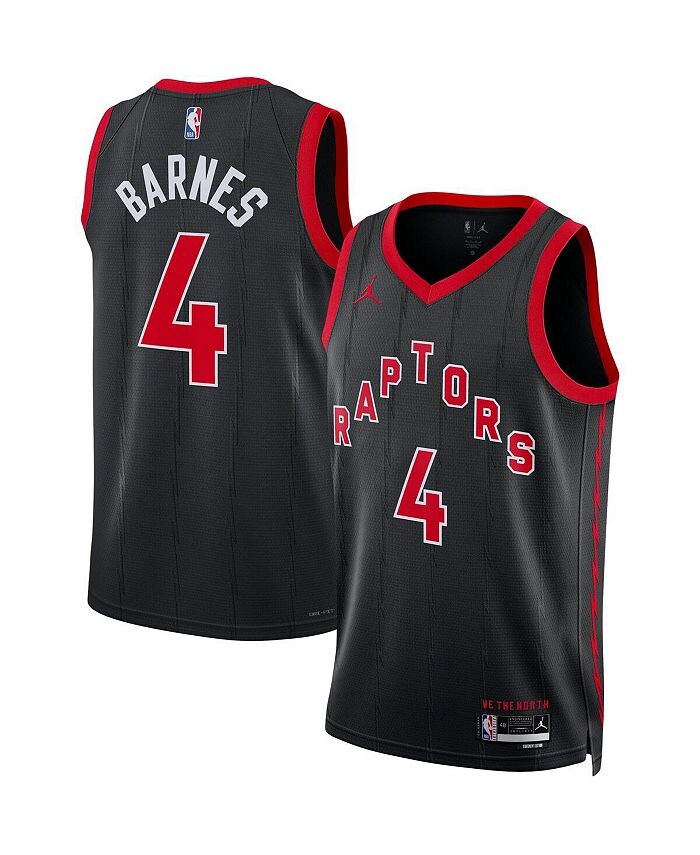 

Мужская брендовая черная футболка Scottie Barnes Toronto Raptors 2022/23 Replica Swingman - Statement Edition Jordan, черный