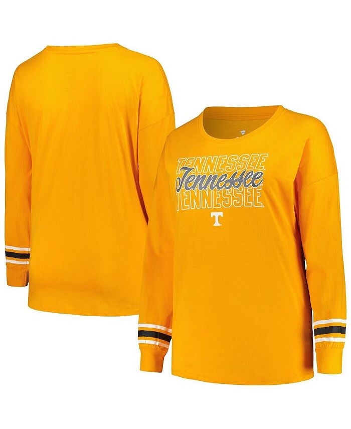 

Женская футболка Tennessee Orange Tennessee Volunteers размера плюс с тройным шрифтом и круглым вырезом, длинными рукавами Profile, оранжевый