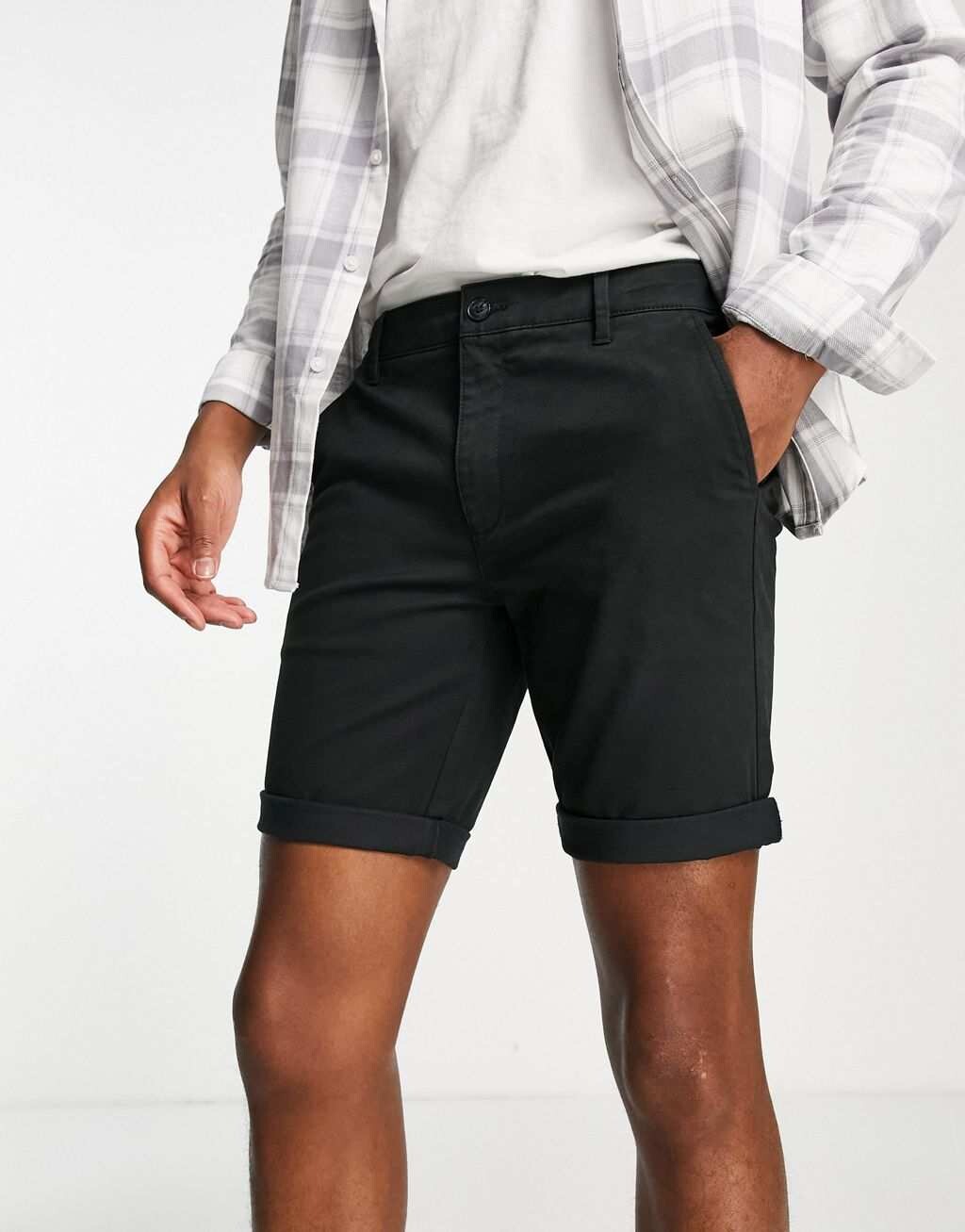 

Черные шорты-чиносы скинни Topman