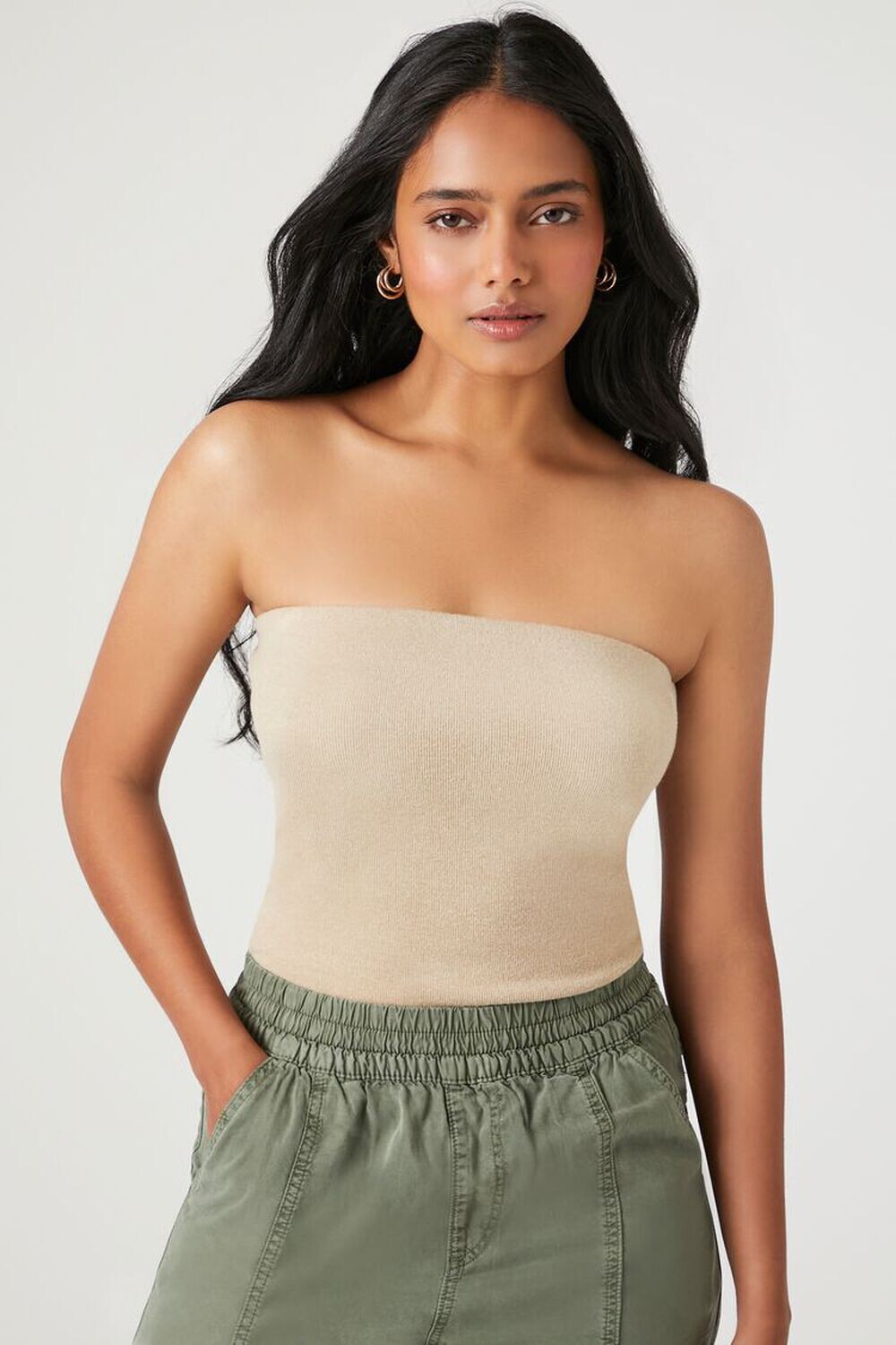 

Боди прямого кроя Forever 21, хаки