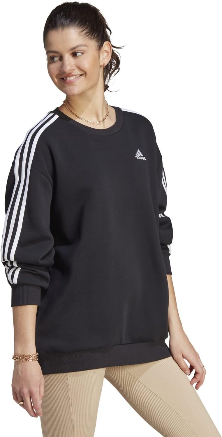 

Толстовка оверсайз из флиса с 3 полосками adidas, цвет Black/White