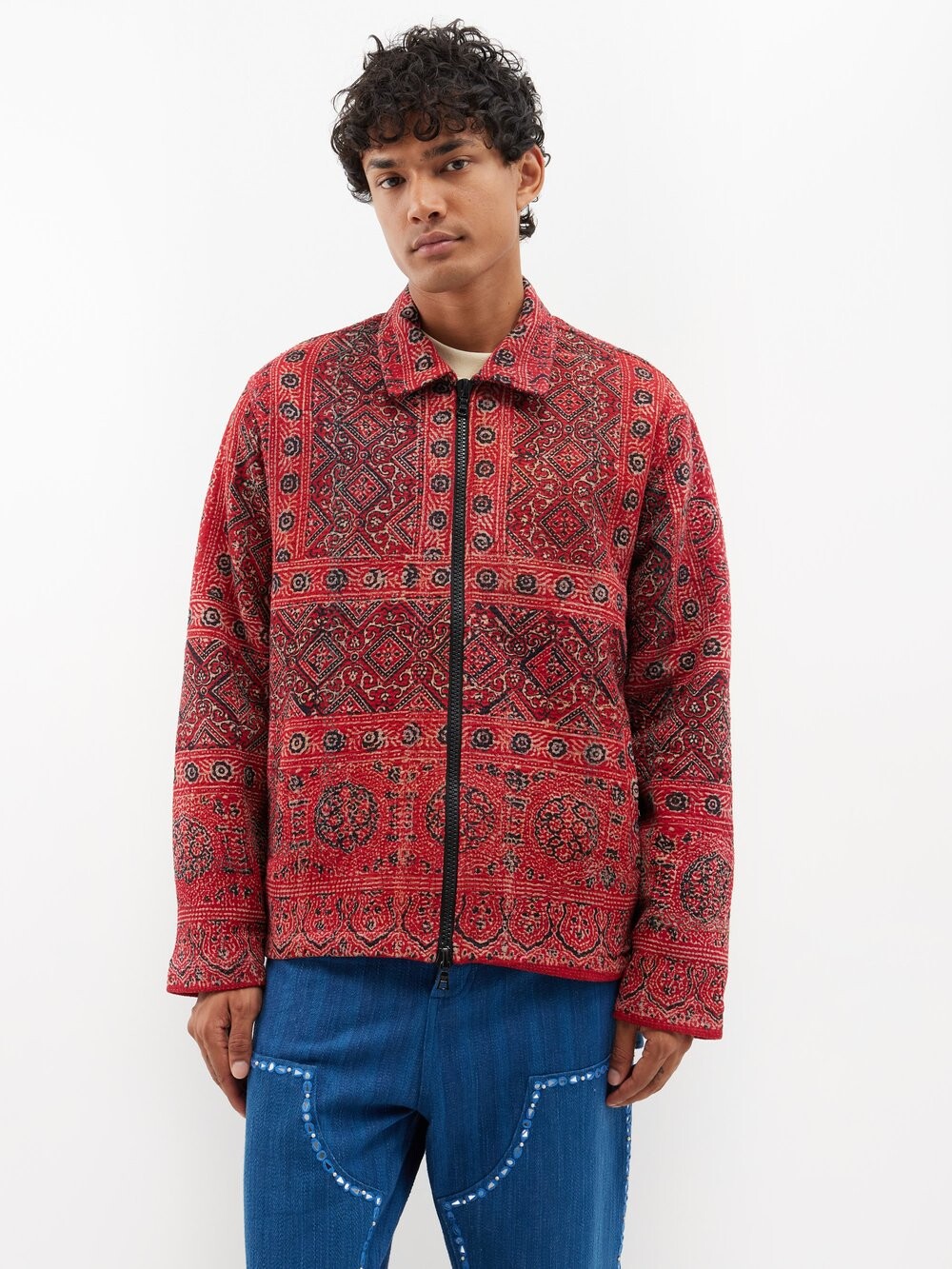 

Винтажная куртка kantha из хлопка Karu Research, красный