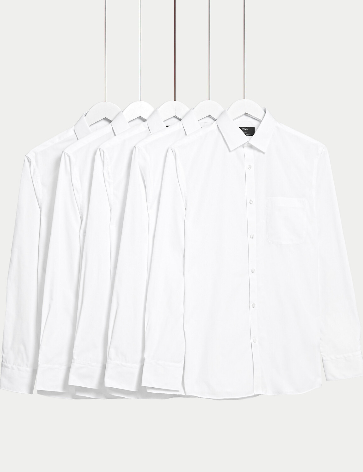 

5 пар зауженных рубашек с длинными рукавами Marks & Spencer, белый микс