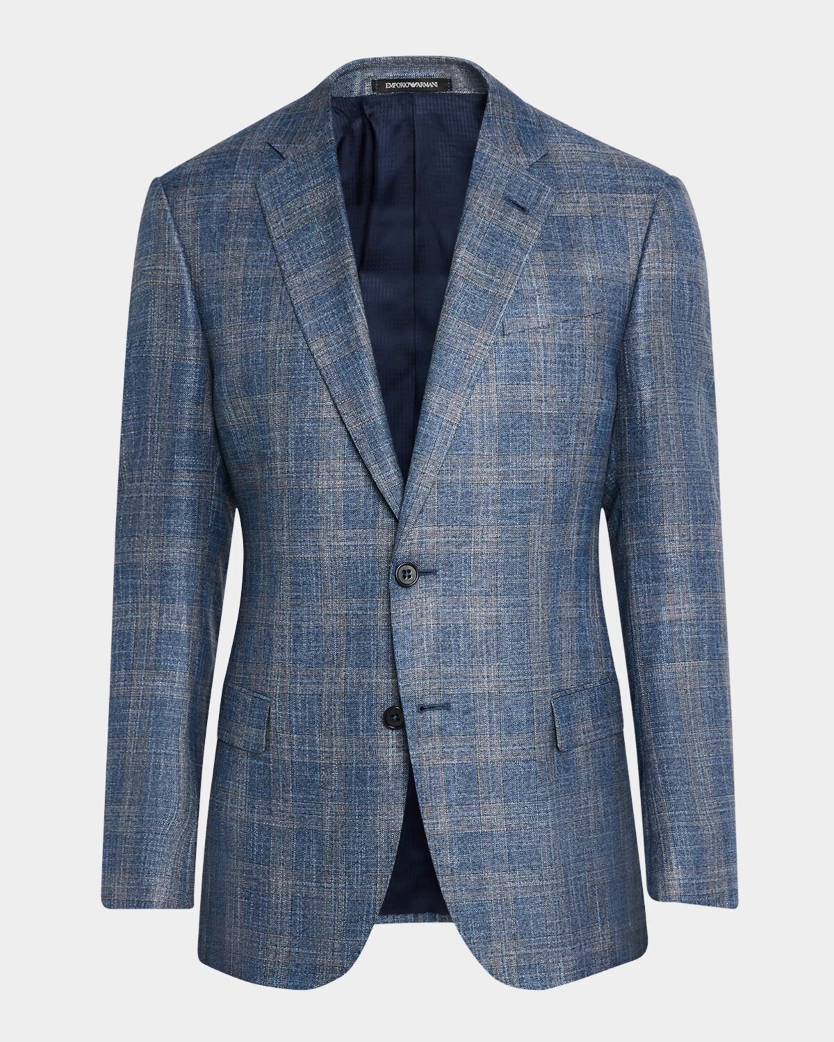 

Мужское спортивное пальто в клетку с начесом Emporio Armani, цвет Fancy Blue