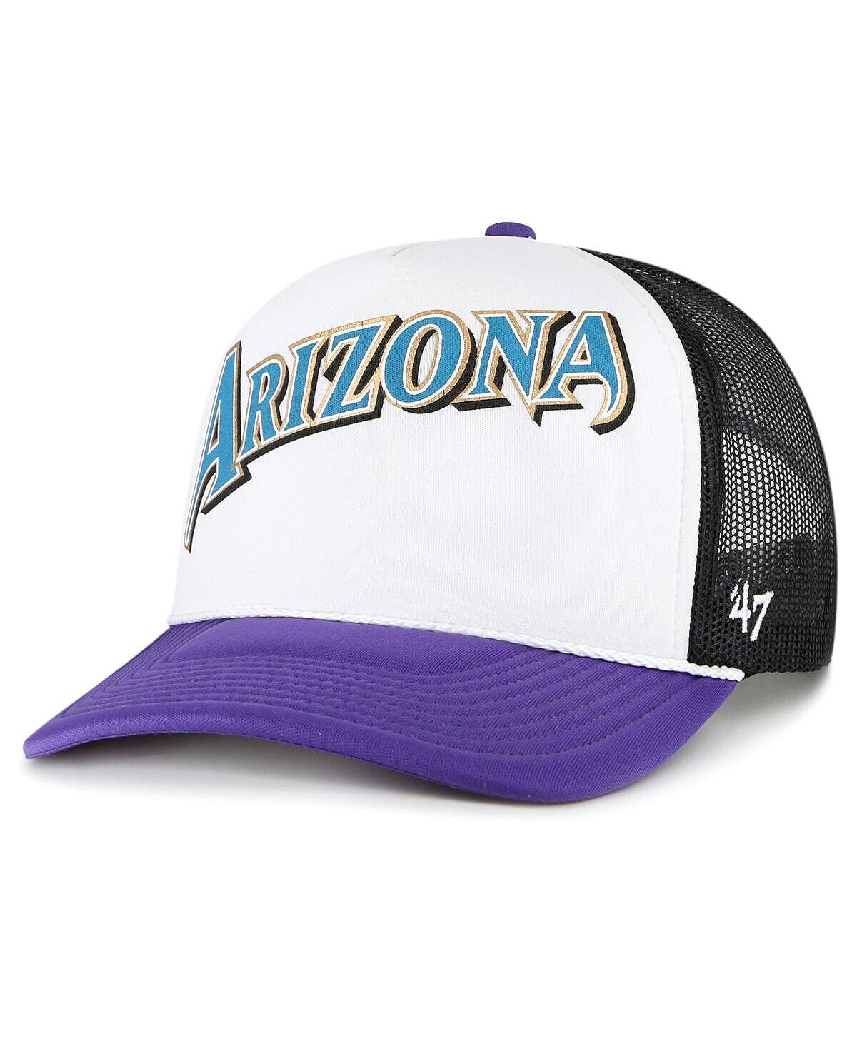 

Мужская белая кепка Arizona Diamondbacks из пеноматериала с надписью Trucker Snapback спереди '47 Brand