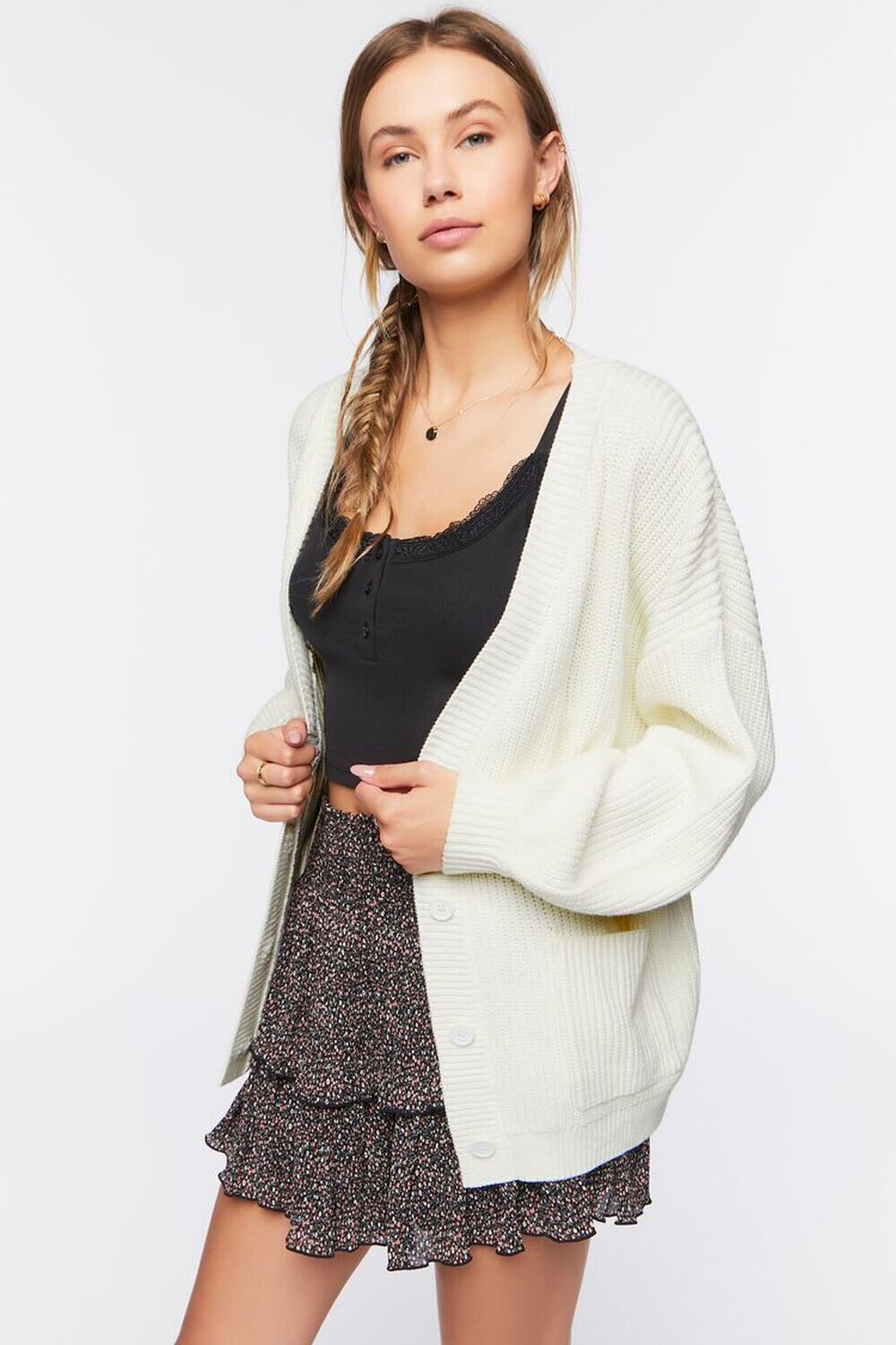

Кардиган с заниженными рукавами Forever 21, кремовый