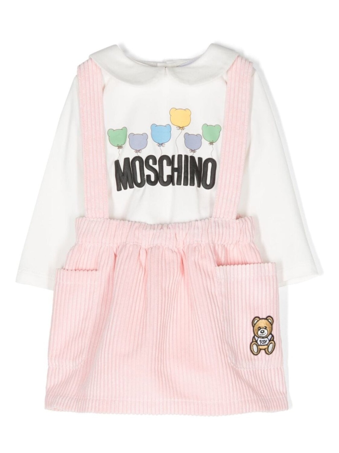 

Вельветовая юбка с перекрестными бретелями Moschino Kids, розовый