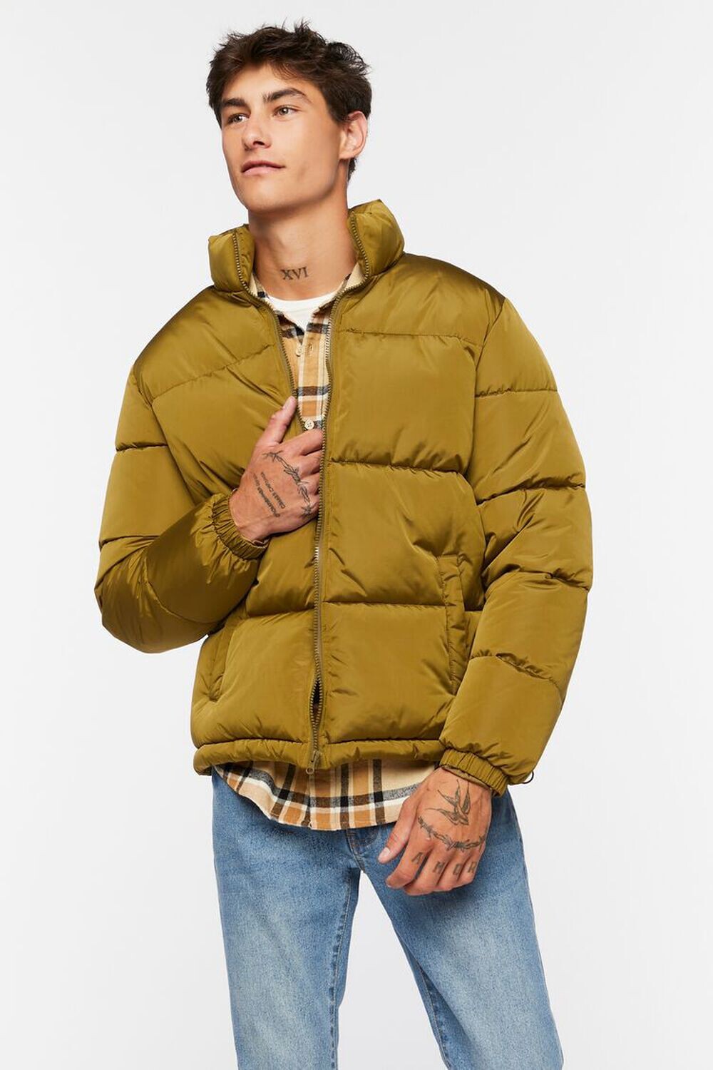

Стеганая куртка-пуховик Forever 21, оливковый, Зеленый