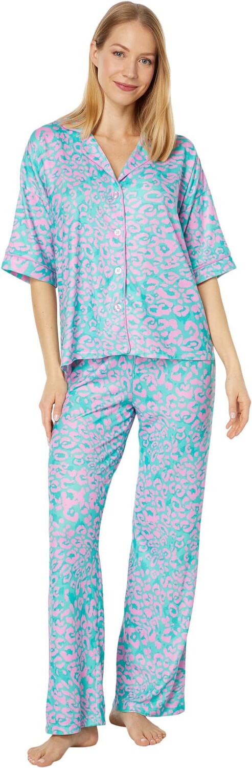 

Пижамный комплект из джерси Leopard Dreams Butter P.J. Salvage, цвет Aqua