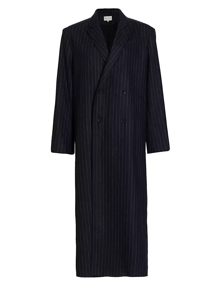 

Двубортное пальто в тонкую полоску Loulou Studio, цвет navy stripes