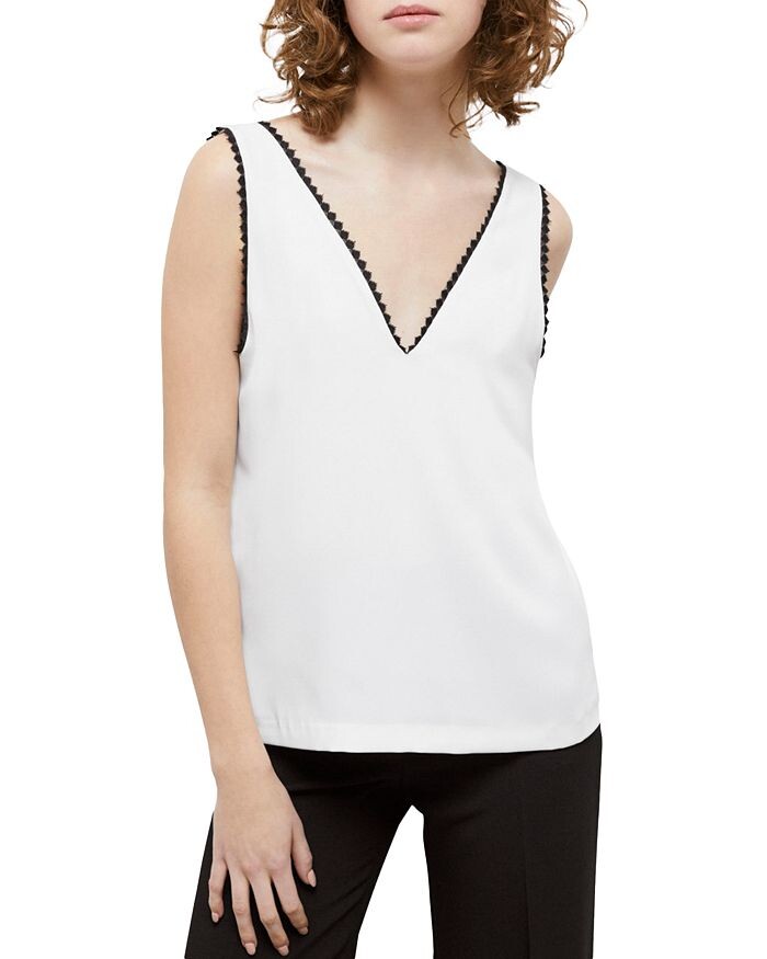 

Топ из крепа с кружевной отделкой The Kooples