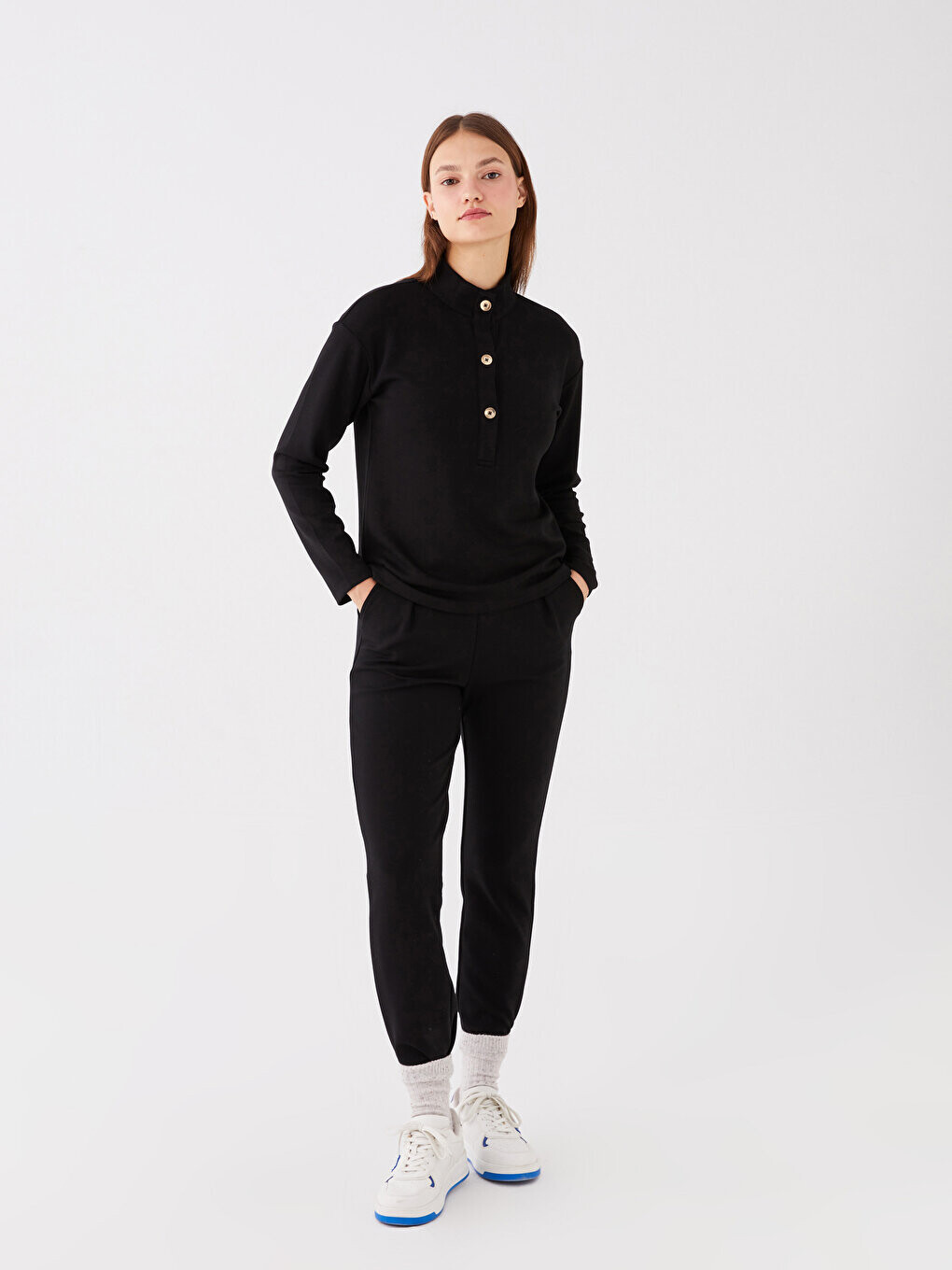 

Женские однотонные спортивные штаны с эластичной резинкой на талии LCW Casual, новый черный