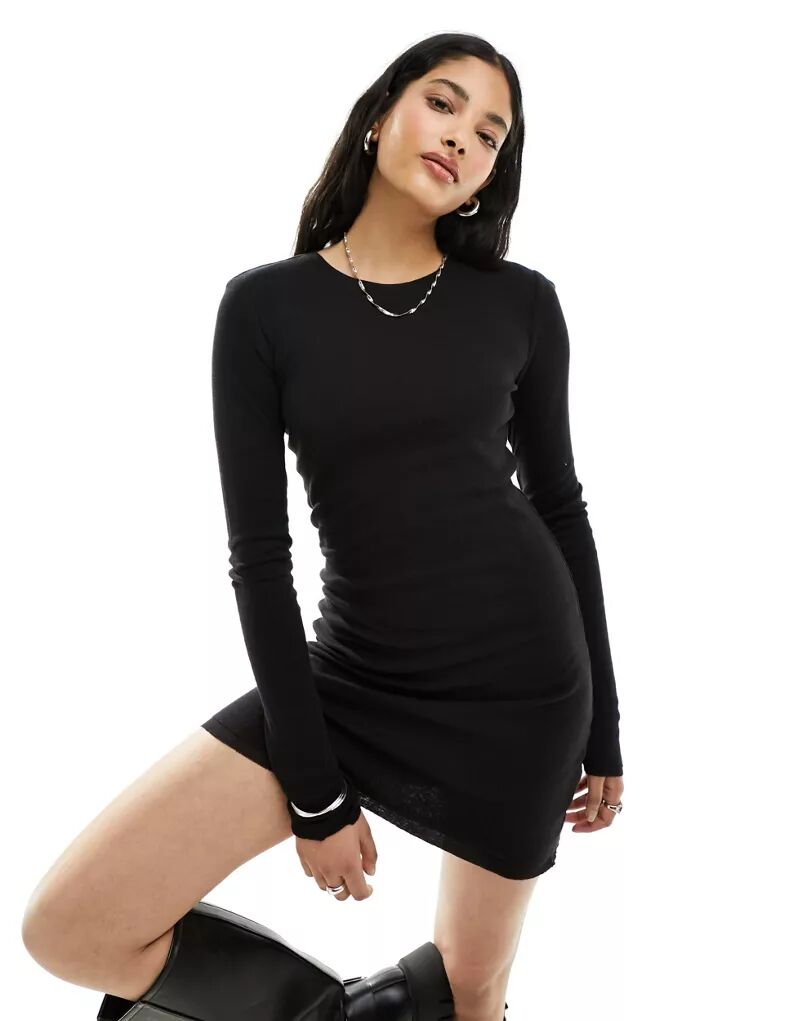 Черное двухслойное полупрозрачное мини-платье Weekday Nicole