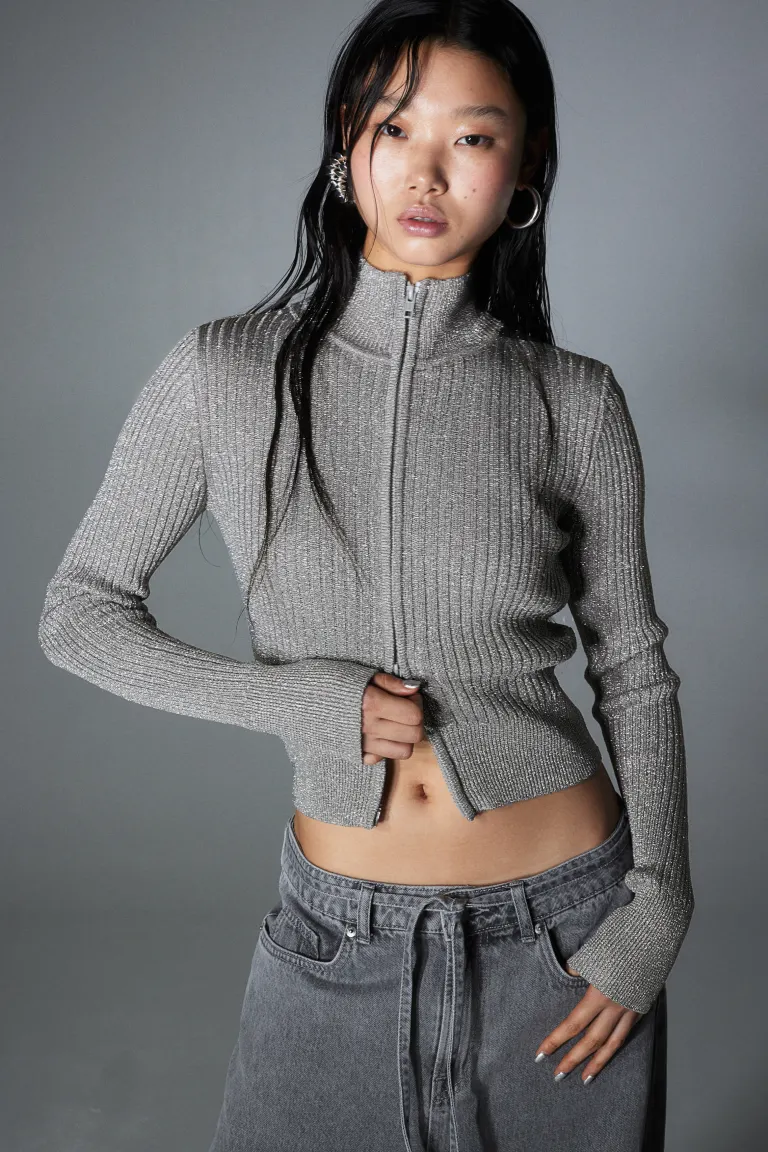 

Блестящий жилет на молнии H&M, серый