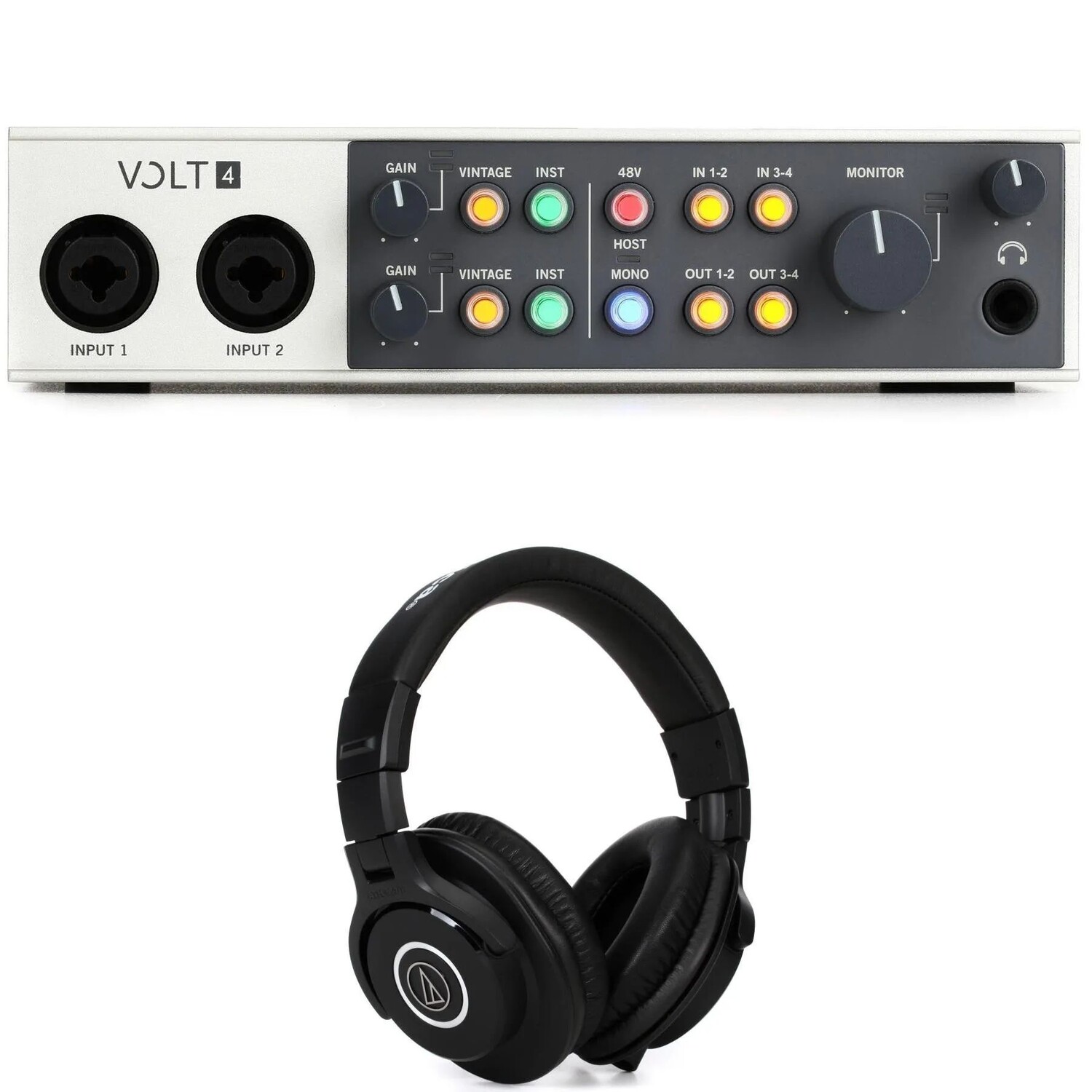 

Новый аудиоинтерфейс Universal Audio Volt 4 USB-C и наушники