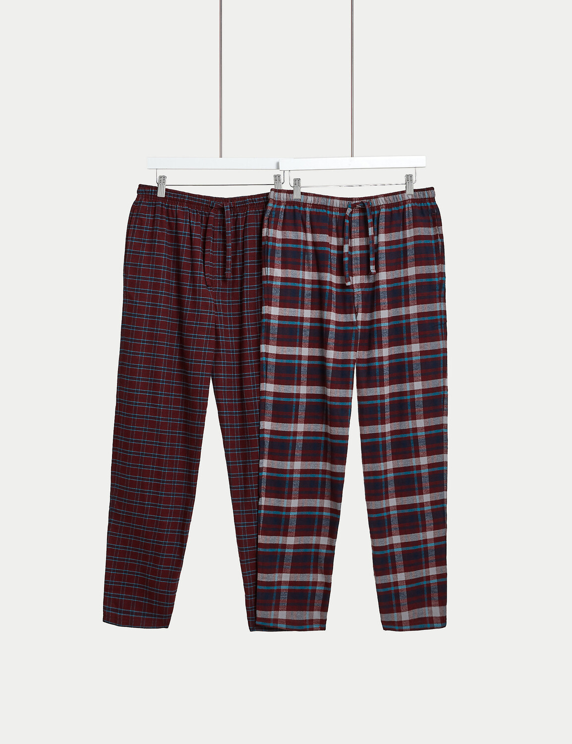 

2 шт. пижамных штанов в клетку из начесанного хлопка Marks & Spencer, бордовый микс