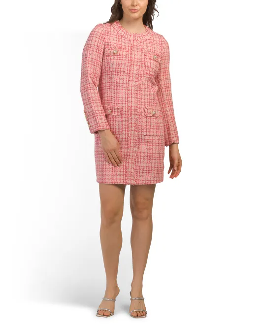 

Мини-платье с карманами и пуговицами из букле с жемчужинами Nanette Nanette Lepore, цвет Almond Blossom Multi