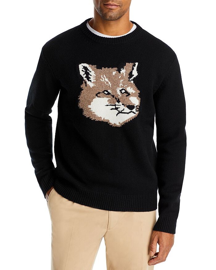 

Шерстяной свитер классического кроя с круглым вырезом Big Fox Head Maison Kitsune