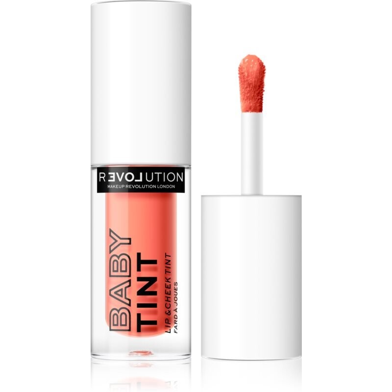 

Makeup Revolution, Relove Baby Tint, жидкие румяна и блеск для губ кораллового оттенка, 1,4 мл