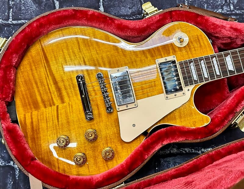 

Электрогитара Gibson Les Paul Standard '50s Figured Top Honey Amber 2023 New Unplayed Auth Dlr 9lbs3oz #001