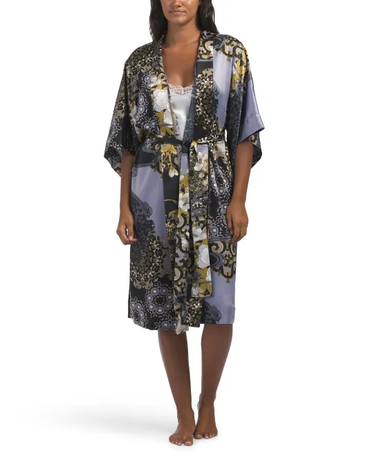 

Атласный халат Imperial Lotus Essentials Natori, черный
