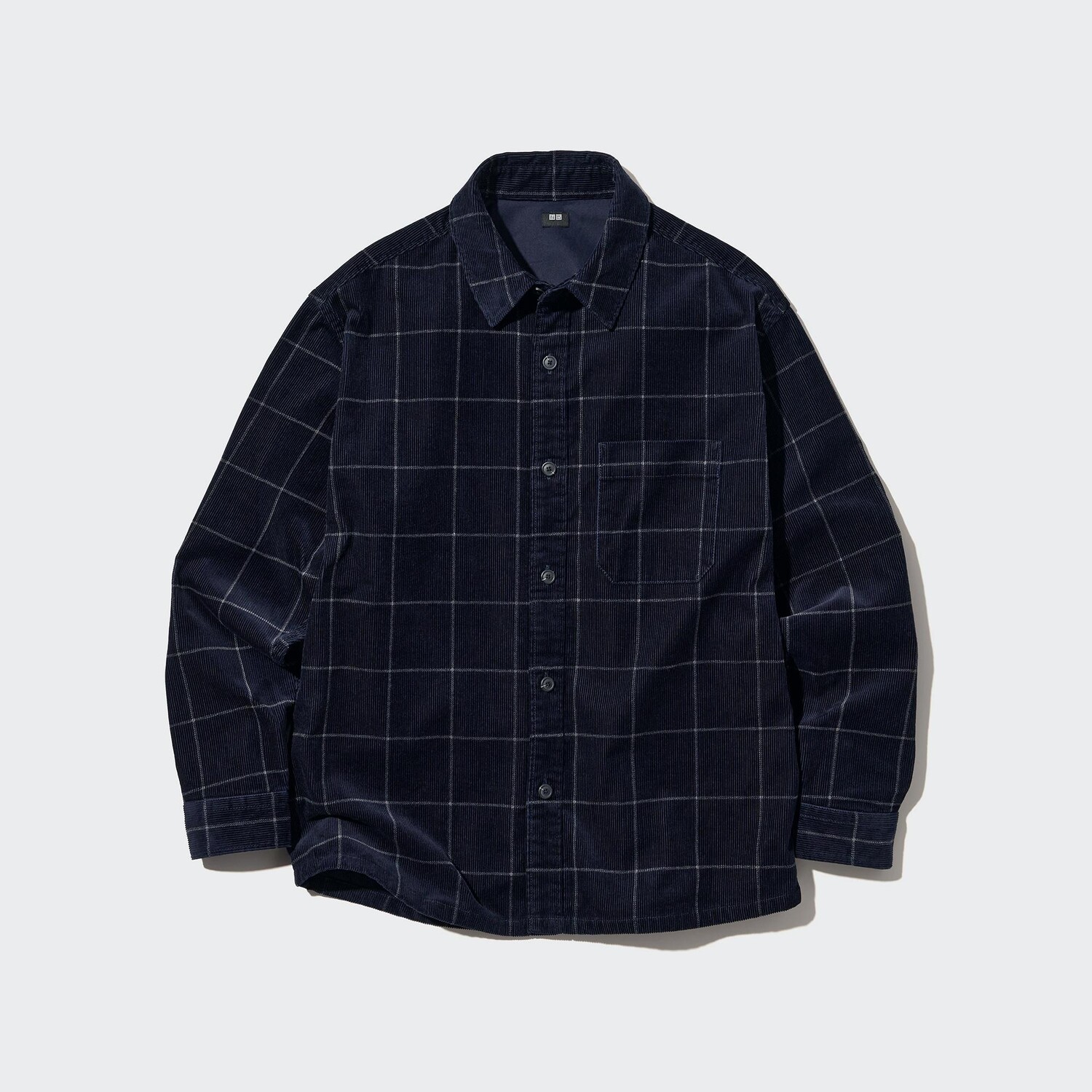

Вельветовая рубашка оверсайз в клетку UNIQLO, темно-синий