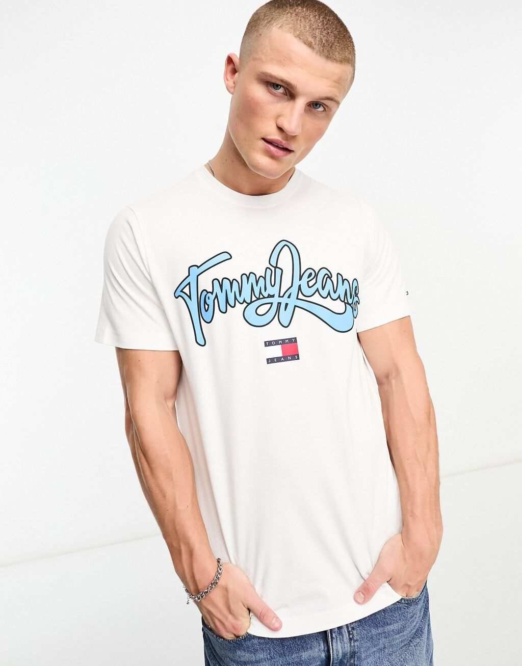 

Белая футболка с графическим поп-логотипом Tommy Jeans, Белый