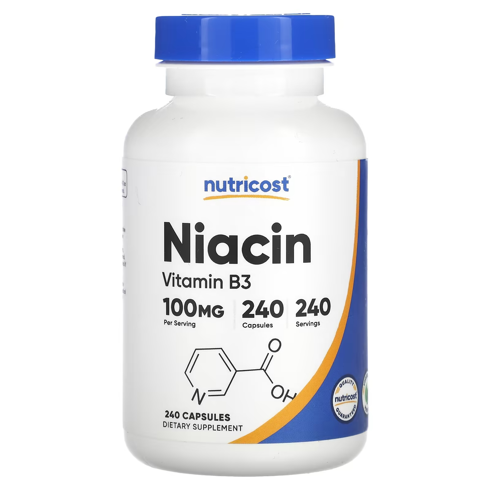 Ниацин Nutricost 100 мг, 240 капсул фисетин nutricost 100 мг 60 капсул