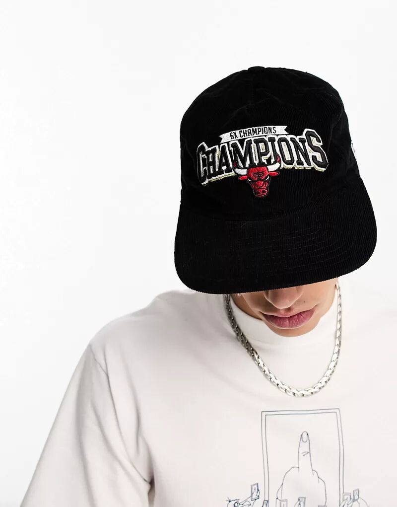 Черная вельветовая кепка New Era Chicago Bulls с надписью Champions