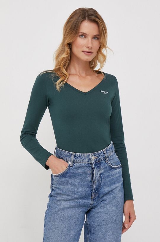 

Футболка с длинными рукавами, хлопок Pepe Jeans, зеленый