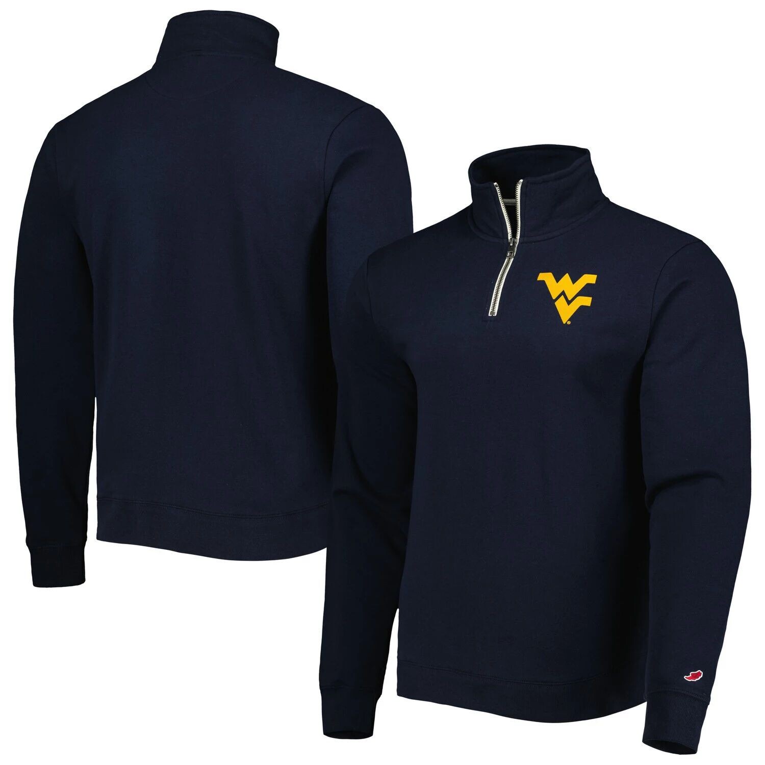 

Мужской темно-синий флисовый свитшот с молнией четверти West Virginia Mountaineers Stack Essential