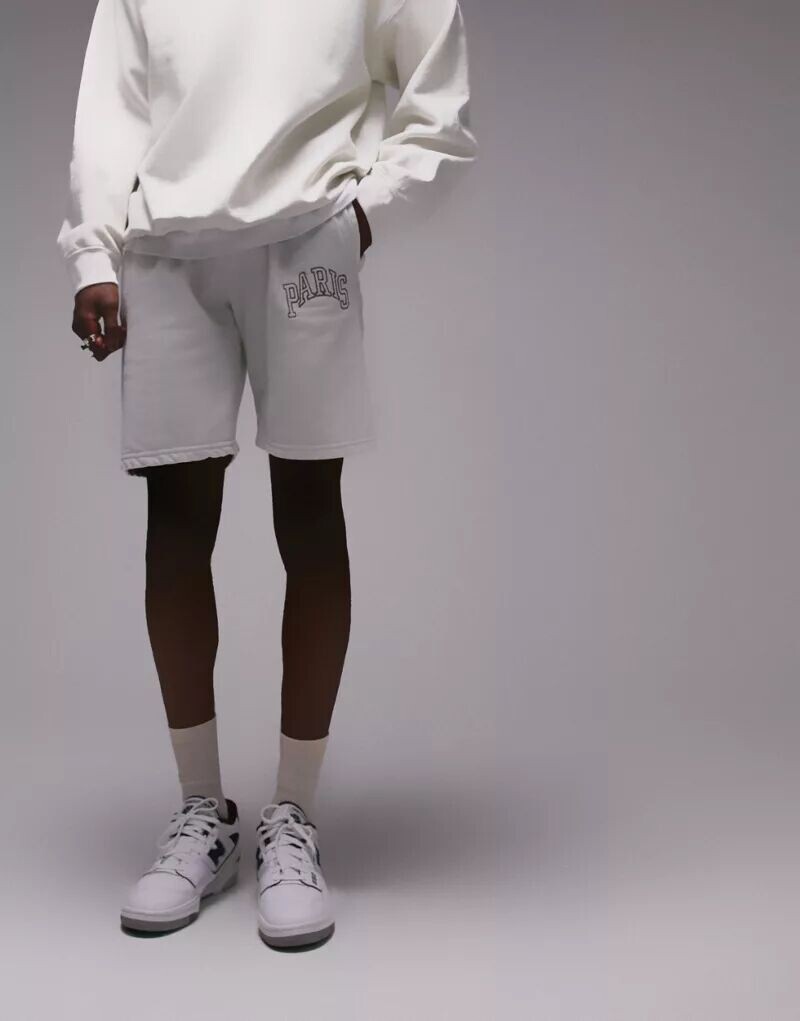 

Шорты Topman из стираного камня с вышивкой «Париж»
