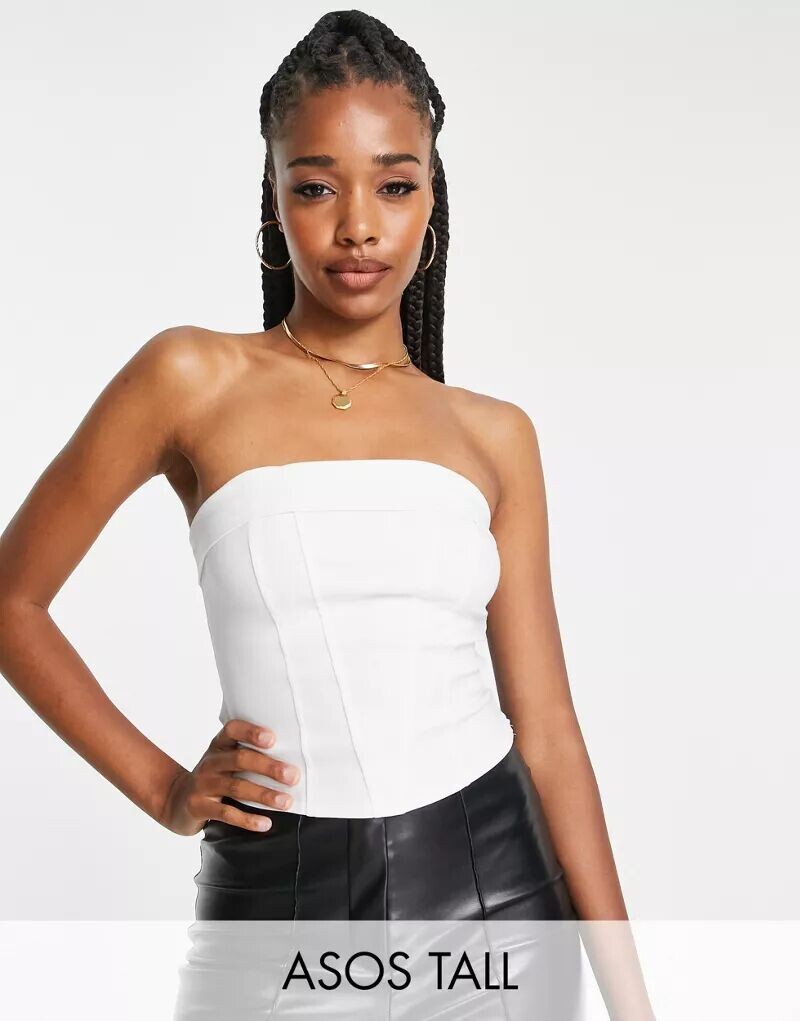 

Корсет без бретелек с прострочкой ASOS DESIGN Tall каменно-белого цвета