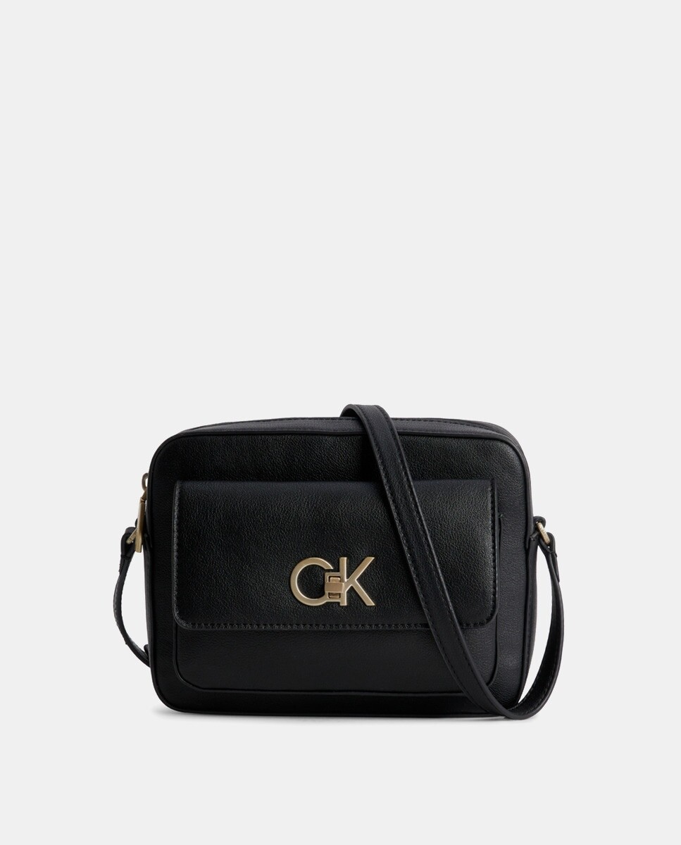 

Черная сумка через плечо с золотым логотипом Calvin Klein, черный