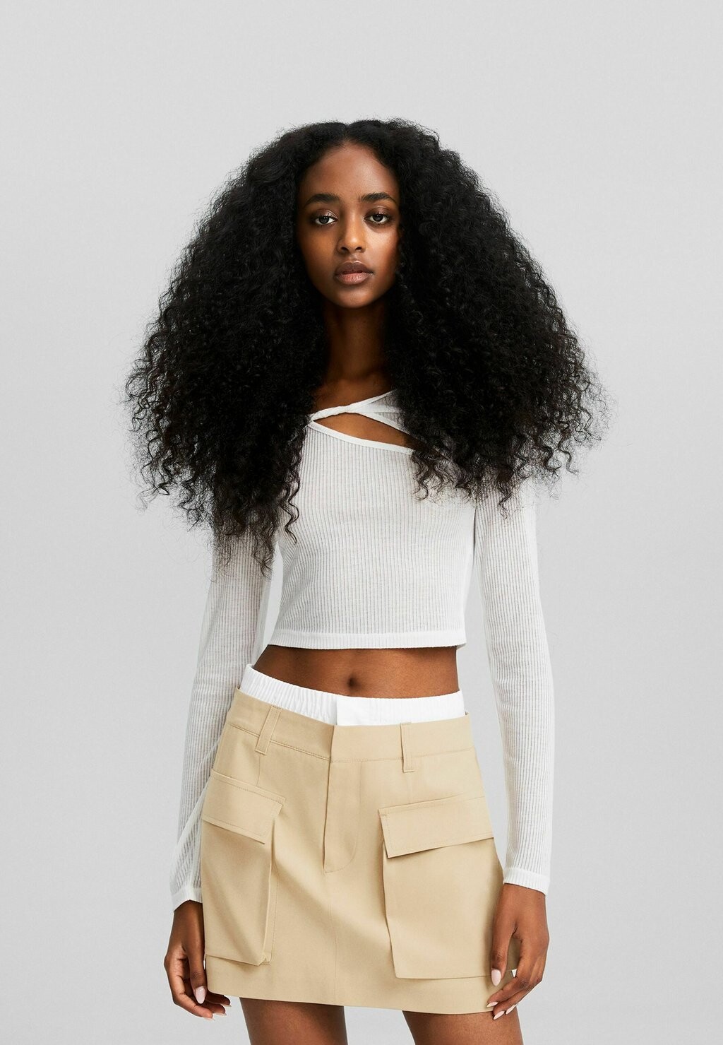

Юбка-колокольчик Bershka, светло-коричневый